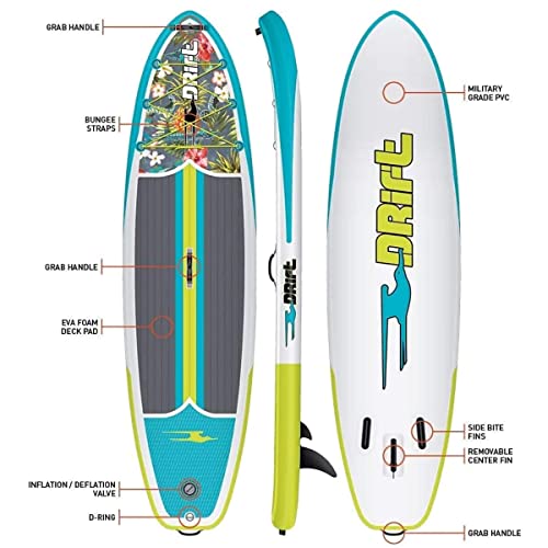 DRIFT Aero 10'8" Inflatable Stand Up Paddle Board iSUP with Coiled