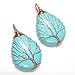 Top Plaza Wire Wrapped Tree of Life Natural Gemstone Teardrop Pendant Necklace Healing Crystal Chakra Jewelry for Women - Synthetic Green Turquoise