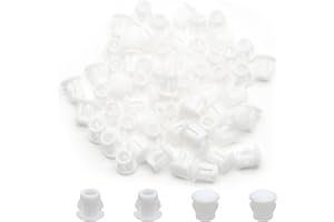 Suiwotin 100PCS 6mm (1/4") White Hole Plugs Plastic Flush Type Hole Plugs Snap in Locking Hole Tube, Furniture Fencing Post Pipe Insert End Caps (White)