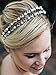 SWEETV Pearl Wedding Headband Silver Double Band Bridal Headpieces Crystal Tiara Women Hair Accessories for Women