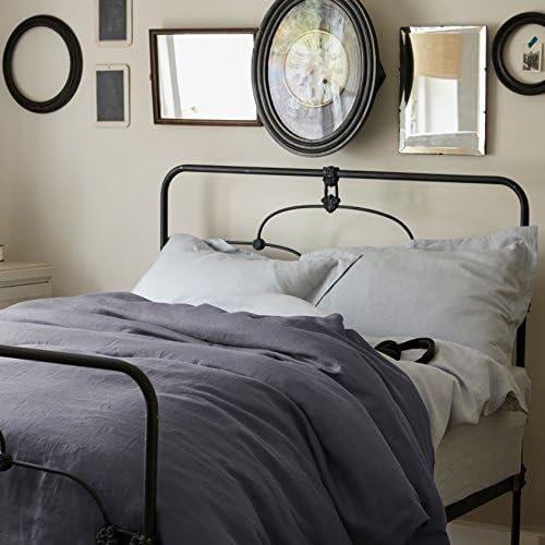 SOAK AND SLEEP 100% Pure French Linen - 2x Superking Oxford Pillowcases - Midnight Grey