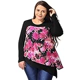 Alya Women Plus Size Floral Prints Asymmetric Hem Layered Top