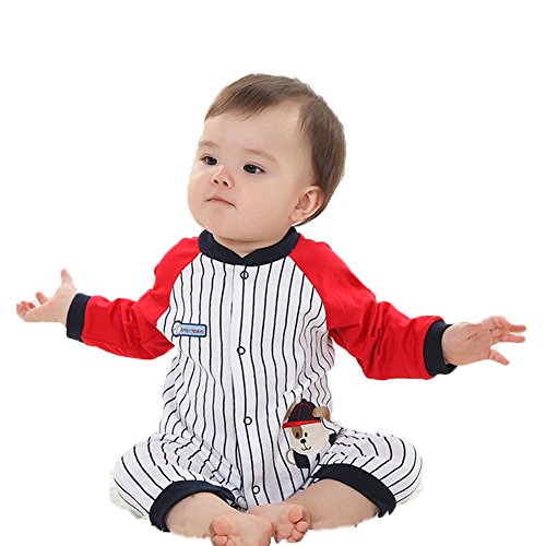 Monvecle Baby Boys' 2 Pack Coverall Bodysuit Newborn to Toddler Long Sleeved Onesie Jumpsuit Stripe 6-9m