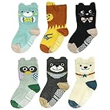 Wrapables Peek A Boo Animal Non-Skid Toddler Socks (Set of 6), Bears and Buddies (Large)