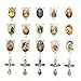 30sets Mix Picture Antique Silver Rosary Cross and Center Sets for Rosary Bead Necklace Makings, Alloy Crucifix Cross Pendants and Oval Picture Links