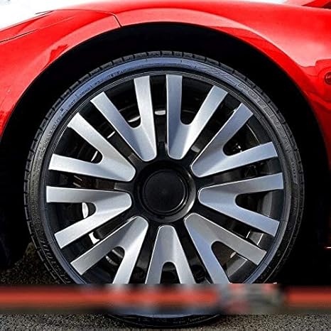 Amazon Co Jp 15 インチホイールキャップホイール リムカバー光沢のある黒とグレーを挿入4本セットの車のホイールトリム ホイールガード 車 バイク