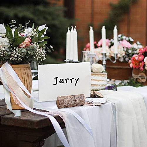senover Rustic Real Wood Place Card Holders Table Numbers Holder Stand Memo Holder Card Photo Picture Note Clip Holders for Wedding Party Christmas Table Number Sign - Thumbnail 4