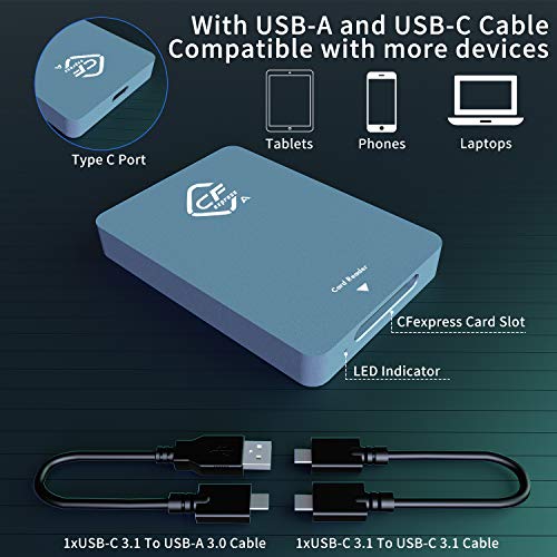 CFexpress Card Reader Type A USB 3.1 Gen2 10Gbps CFexpress Memory Card Adapter Portable Aluminum