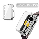 Watch Case Compatible Apple Watch Series 2 Case 38mm, 2win2buy Full Cover Slim Hard PC Plated Protective Bumper Cover 0.2mm Shockproof Sheld Guard Screen Protector Silver
