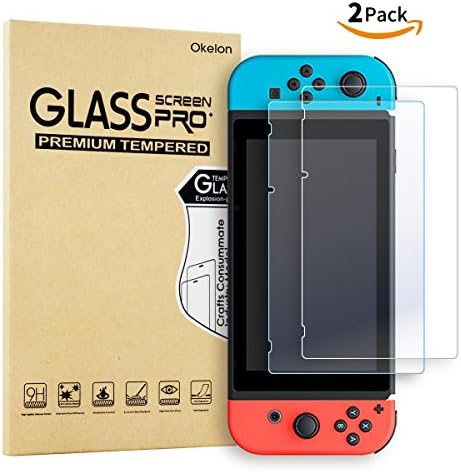 Okelon Nintendo Switch Screen Protector 2017-2Packs,1pcs Anti-Blue Light Glass Screen protector ,1pcs HD Clear Tempered Glass Screen Protector for Nintendo Switch 2017