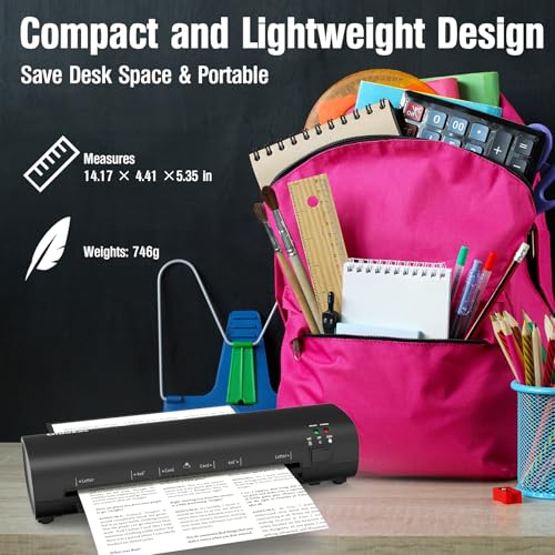 Laminator Machine, 9-Inch Letter Size Laminating Machine with 15 Laminating Pouches for Small Desktop, 4 in 1 Never Jam Thermal Laminator with Trimmer Corner Rounder for Office School Home