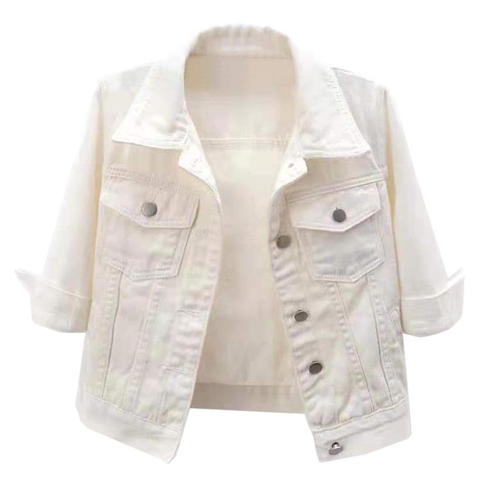 Photo 1 of (missing one button) LifeShe Women's 3/4 Sleeve Short Denim Jacket Light Cropped Jean Jackets Coats