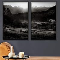 2 Piece Framed Canvas Wall Art Misty Forest Canvas Prints Home Artwork Decoration for Living Room,Bedroom - 16