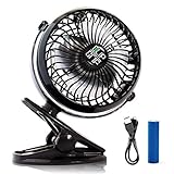 ClipGrip Powerful Rechargeable Battery Operated Clip On Fan With Lifetime Guaranty & White Noise Option, Portable And Great For The Car, Desk, Stroller & The Beach For The Best Cooling Effect. Black