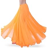 ROYAL SMEELA Chiffon Belly Dance Skirt for Women Belly Dancing Costume Outfit Tribal Maxi Full Skirts Solid Color Skirt Voile