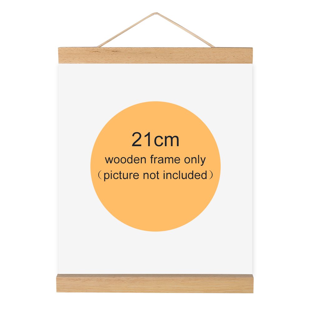 Magnetic Wooden Photo Frame Natural Wood Frame Picture Poster Artwork Canvas Hanger For Home Decor Wall White Wood (Size : 21cm)