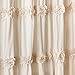 Lush Decor Darla Ruched Floral Bathroom Shower Curtain, 72” x 72”, Ivory