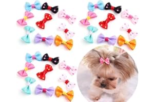 Pet Hair Clips, 30 Pieces Heart Bow Hair Clips for Pet Cats and Puppies Headdress Bow Accessories Metal Hair Clips, Bow Handm