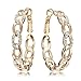 Gemini Women Jewelry 18K Gold Fill Swarovski Big Round Hoop Pierce Earring Gift Sz 4cm Yellow Gold