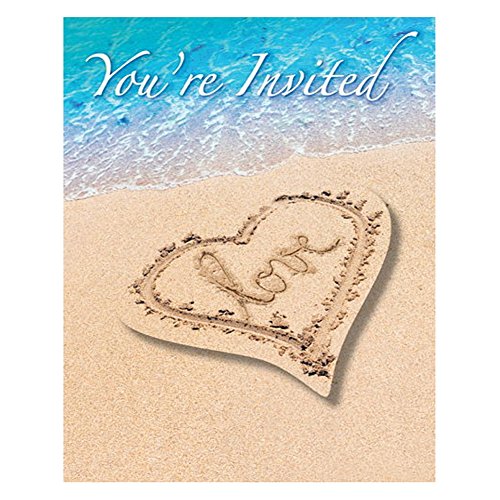 Beach Wedding Party Invitations With Envelopes - 8 Pack
