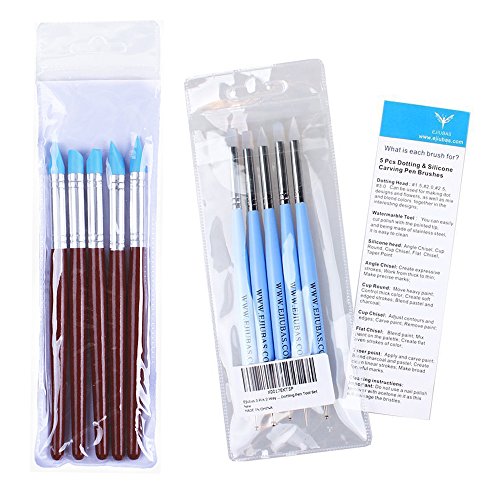 Ejiubas Clay Sculpting Tools Polymer Stylus Tool Set 5 X 2 Way Dotting Tool Modeling Clay 5 Pcs Rubber Brushes Wipe Out Tool Pottery Supplies Ceramics Tool Kit 10Pcs - Thumbnail 7