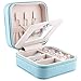 JIDUO Duomiila Small Jewelry Box, Travel Mini Organizer Portable Display Storage Case for Rings Earrings Necklace,Gifts for Girls Women (Blue)