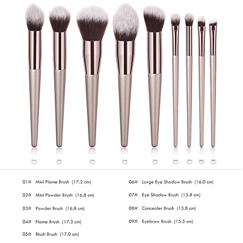 BBL 9PCs Professional Makeup Brush Set, Premium Cosmetic Brushes for Foundation Powder Concealers Eye Shadows Eyebrow with Cruelty-Free Synthetic Fiber Bristles and Wooden Handle, Champagne 2 BBL 9PCs Professional Makeup Brush Set, Premium Cosmetic Brushes for Foundation Powder Concealers Eye Shadows Eyebrow with Cruelty-Free Synthetic Fiber Bristles and Wooden Handle, Champagne