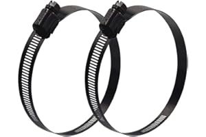 ISPINNER 2pcs 5 Inch Stainless Steel Adjustable 105-127mm Size Range Worm Gear Hose Clamp, Fuel Line Clamp for Plumbing, Automotive and Mechanical Application (Black)