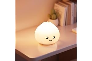 loatme Night Light for Kids, Rechargeable Dimmable Silicone LED Nightlight with 7 Colors, Baby Nursery Night Lamp, Touch Squishy Lamp, Cute Gifts for Girls, Boys, Toddler Room Decor, Dumpling