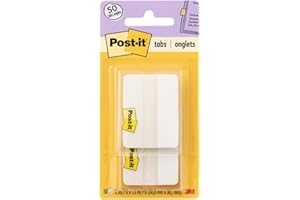Post-it Tabs, 2 in, Solid, White, 25 Tabs/On-The-Go Dispenser, 2 Dispensers/Pack (686F-50WH)