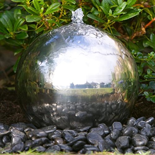 30cm Solar Powered Sphere Stainless Steel Garden Water Feature Amazon.co.uk Garden & Outdoors