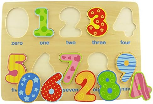 Wooden Numbers Puzzle Toy - Colorful Patterns and Shapes, Basic Counting Digits Suitable for Toddlers Ages 2+. Preschool Learning Tool, Developmental and Educational, Improves Hand-Eye Coordination.