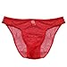 FEESHOW Men's Mesh Sheer Briefs See Through Underwear Red One Size