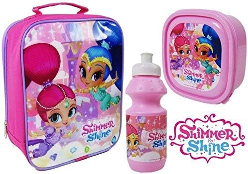 Nickelodeon Official Shimmer & Shine 3 Piece Luch Bag, Sports Bottle & Sandwich Container, For school and home