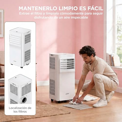 Pingüino Aire Acondicionado Portátil 3 en 1 | 7000 BTU/1800 Frigorías Con App + Mando a Distancia | Climatizador y Deshumidificador | Bajo Consumo | Función Follow Me | Incluye kit de ventana