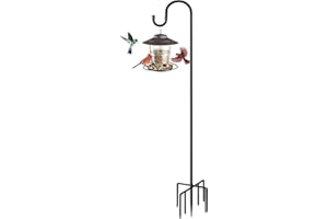 MIUVIBENI 84" Shepherds Hooks for Outdoor with 7 Prongs Base, Heavy Duty Bird Feeder Pole for Hanging Lantern, Hummingbird Feeder, Shepherds Hook for Bird Feeders for Outside,1 Pack, Black
