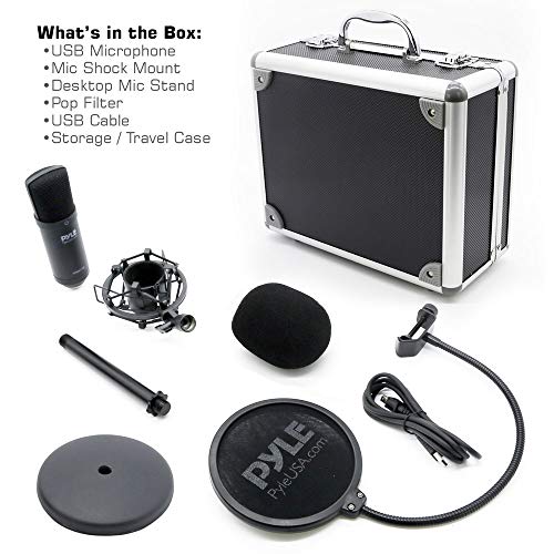 Pyle USB Microphone Podcast Recording Kit Audio Cardioid Condenser