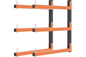 Riciakik 2 Pack Lumber Storage Rack, Wall Mount Wood Storage Racks, Heavy Duty 3-Level System Lumber Metal Racks, 360 LBS Sturdy Garage Wood Organizer, Indoor and Outdoor