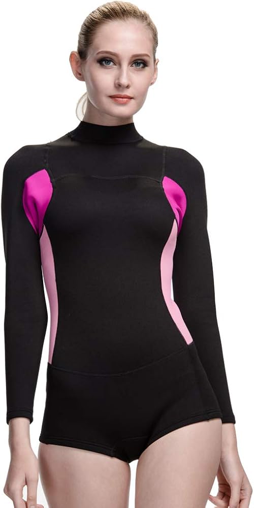 ZUKN Women's Wetsuits 2mm Neoprene Long Sleeve Swimsuit Onepiece