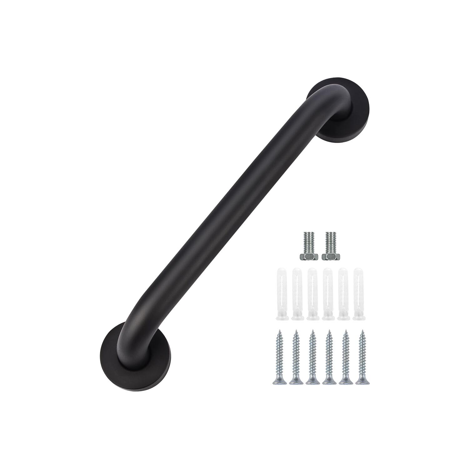 YF Bathroom Grab Rail – 30 cm Stainless Steel Black Anti-Slip Safety Bar, Shower and Bath Support Handle for Toilet, Kitchen, Steps, Elderly, Disabled, and Adults