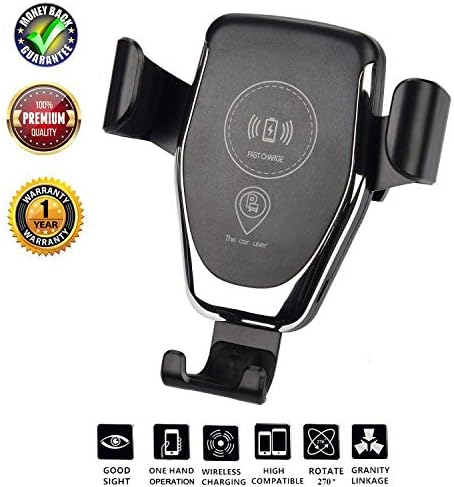 Dkaile Wireless Charger Car Mount, One-Hand Auto Clamping Air Vent Phone Holder, 10W Fast Charging for Samsung Galaxy S9 S8 S7 Note 8. 7.5W Compatible with iPhone Xs XR X 8 and Qi Enabled Devices.