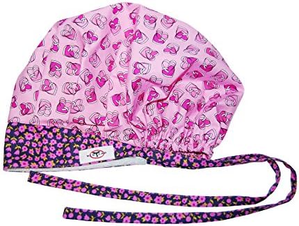 MedCap Scrub Hat Bouffant Scrub Cap with ties ponytail Love Links