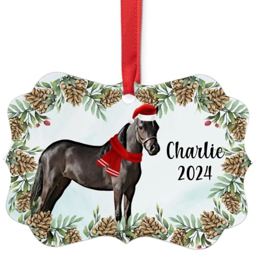 Black American Miniature Horse Christmas Ornament
