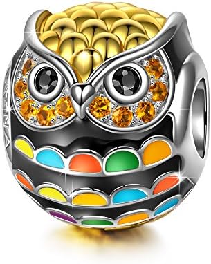 NINAQUEEN Wise as Owls Christmas Charms Gifts 925 Sterling Silver Gold Plated Animal Charms for Children, Birthday Gifts for Nephew Cousin Friends