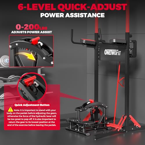 ONETWOFIT Freestanding Folding Pull Up Bar Power Tower Dip Station, Adjustable Height, 127-224CM Multifunctional Home Electric Station,Space Saving,Detachable