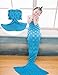 Mermaid Tail Blanket Crochet Mermaid Blanket for Adult and Kids, All Seasons Sleeping Blankets, Warm Soft Living Room Sleeping Bag,Birthday Christmas Gift (Kids, Sky Blue)
