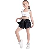 Girls Flowy Skirt Shorts Preppy Shorts 2 in 1 Butterfly Running Shorts with Pockets for Dance School Wear Gym Fitness Sleep
