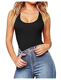 Body de tirantes para dama con cuello redondo acanalado