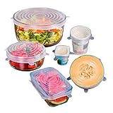 Silicone Stretch Lids, PYRUS 6 Pack with Various Sizes Reusable Kitchen Gadget, Dishwasher and Freezer Safe, Preserve Food