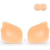 Niidor Sticky Bra Strapless Silicone Adhesive Push Up Invisible Backless Bra for Women with Nipple Covers Wing-Shape Pink